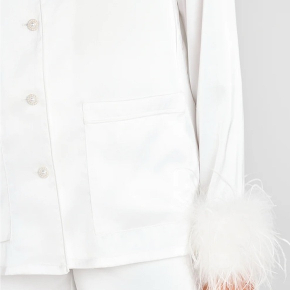 NADINE MERABI White Feather Trim Pajama Set - Picture 4 of 4